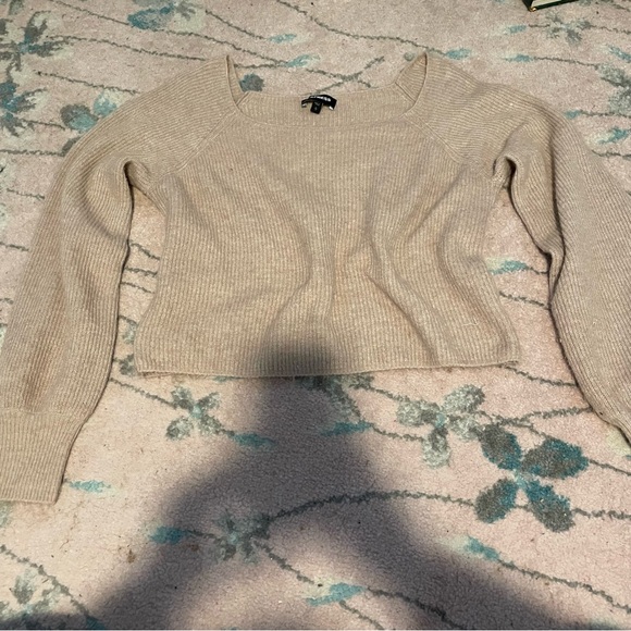 Express Sweaters - Express Cream and tan sweater with a slight flare at the bottom of sleeve